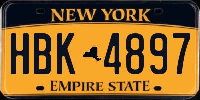 NY license plate HBK4897