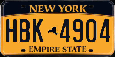 NY license plate HBK4904