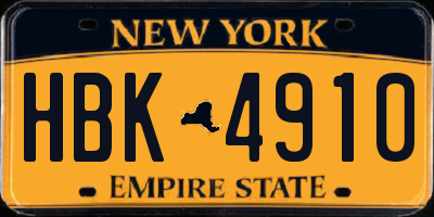 NY license plate HBK4910