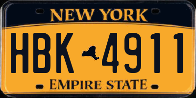NY license plate HBK4911