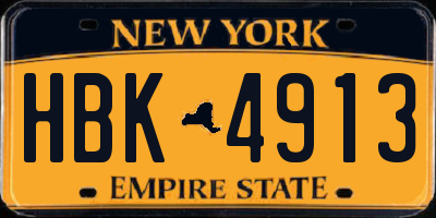 NY license plate HBK4913