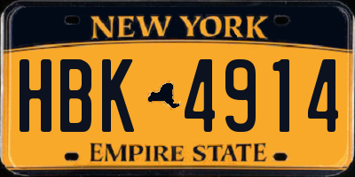 NY license plate HBK4914