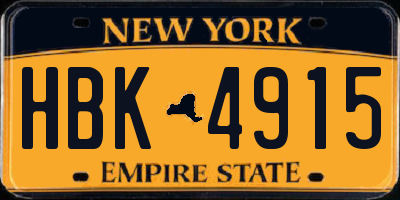NY license plate HBK4915