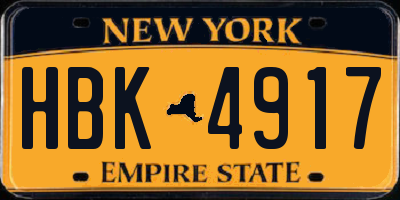 NY license plate HBK4917