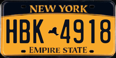 NY license plate HBK4918