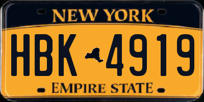NY license plate HBK4919