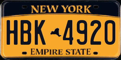 NY license plate HBK4920