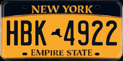 NY license plate HBK4922