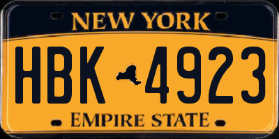 NY license plate HBK4923