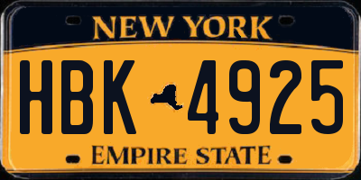 NY license plate HBK4925