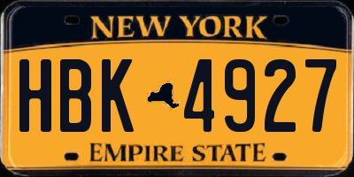 NY license plate HBK4927