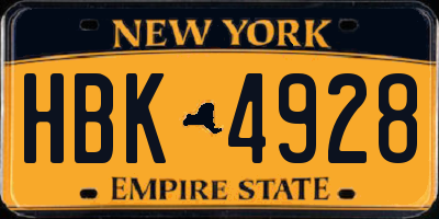 NY license plate HBK4928