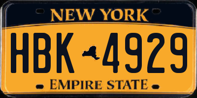 NY license plate HBK4929