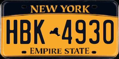 NY license plate HBK4930