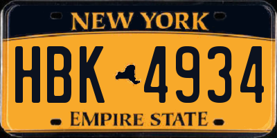 NY license plate HBK4934