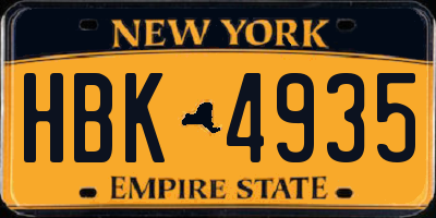 NY license plate HBK4935
