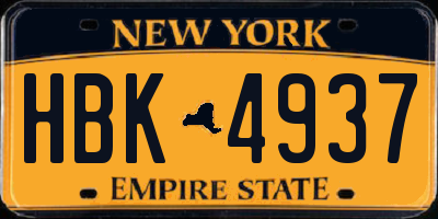 NY license plate HBK4937