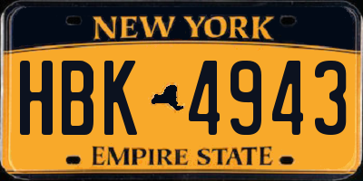 NY license plate HBK4943