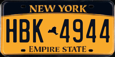 NY license plate HBK4944