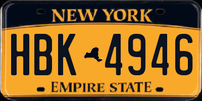 NY license plate HBK4946
