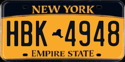 NY license plate HBK4948