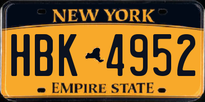 NY license plate HBK4952