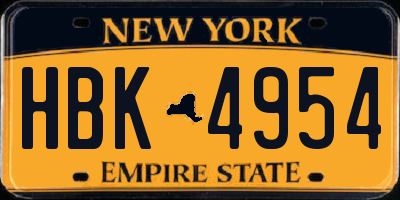 NY license plate HBK4954