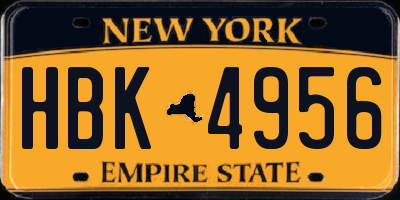 NY license plate HBK4956