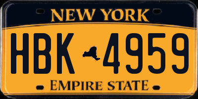 NY license plate HBK4959
