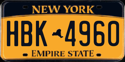 NY license plate HBK4960