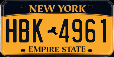 NY license plate HBK4961