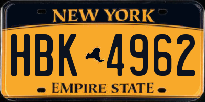 NY license plate HBK4962