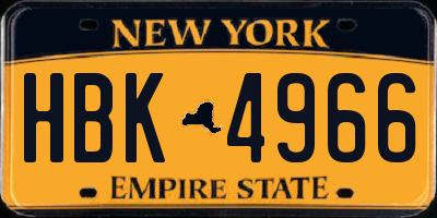 NY license plate HBK4966