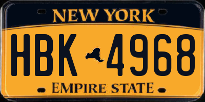 NY license plate HBK4968