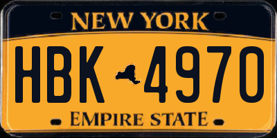 NY license plate HBK4970
