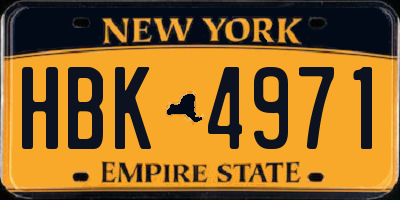 NY license plate HBK4971