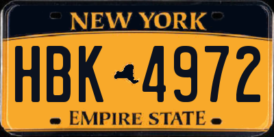 NY license plate HBK4972