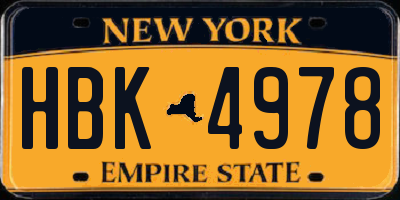 NY license plate HBK4978