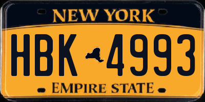 NY license plate HBK4993