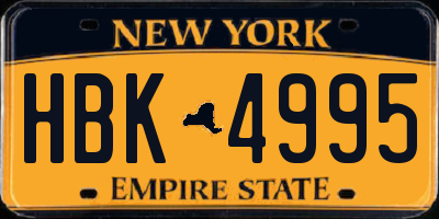 NY license plate HBK4995