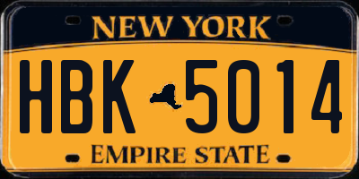 NY license plate HBK5014