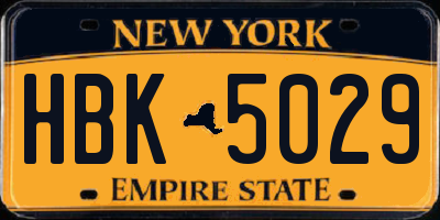 NY license plate HBK5029