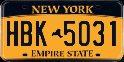 NY license plate HBK5031