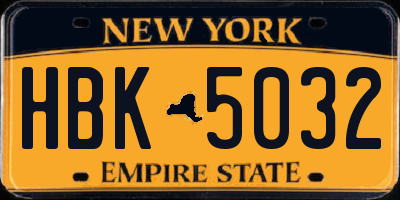 NY license plate HBK5032