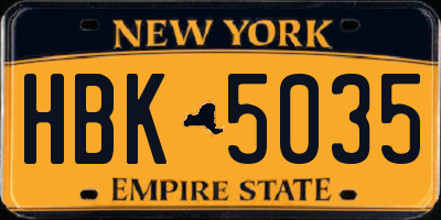 NY license plate HBK5035