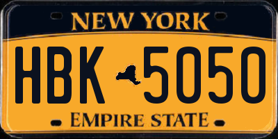 NY license plate HBK5050