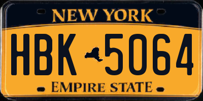 NY license plate HBK5064