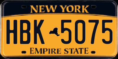 NY license plate HBK5075