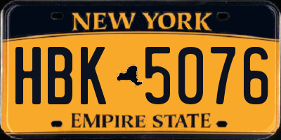 NY license plate HBK5076