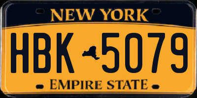 NY license plate HBK5079